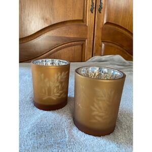 Amber Leaves Dancing Tealight Holders - set of 2